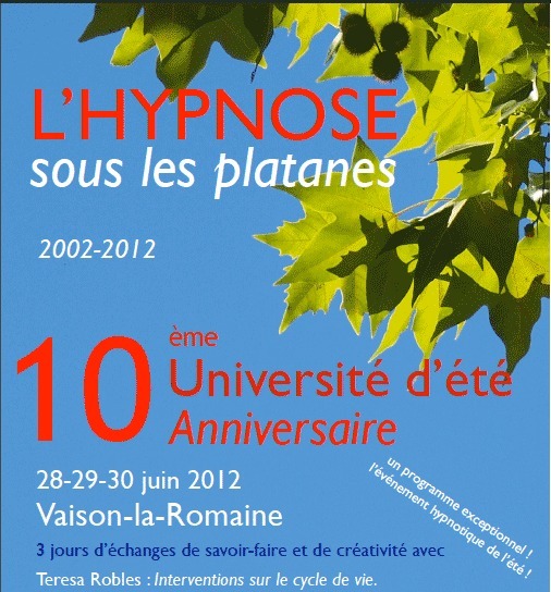 Université d'Eté 2012. Formation Hypnose Ericksonienne. Institut Milton Erickson Avignon-Provence. Dr Patrick BELLET